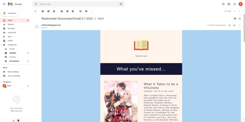 Readminder – screenshot 2