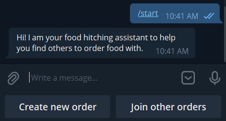 Food Hitcher Bot – screenshot 1