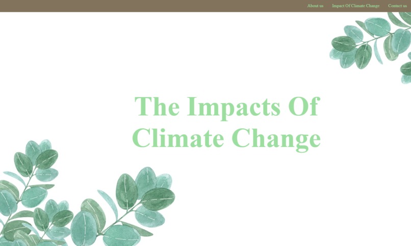 Impact on climate change - website using 3 colours – screenshot 1
