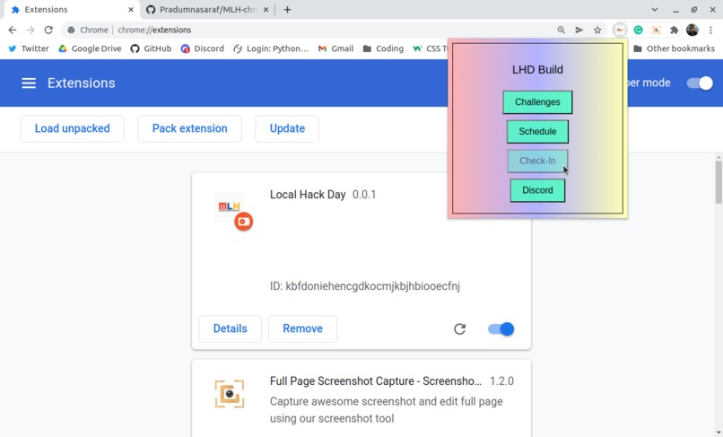 MLH Chrome Extension – screenshot 2