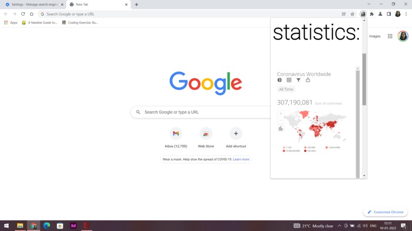 Covid-19  stats chrome extension – screenshot 5