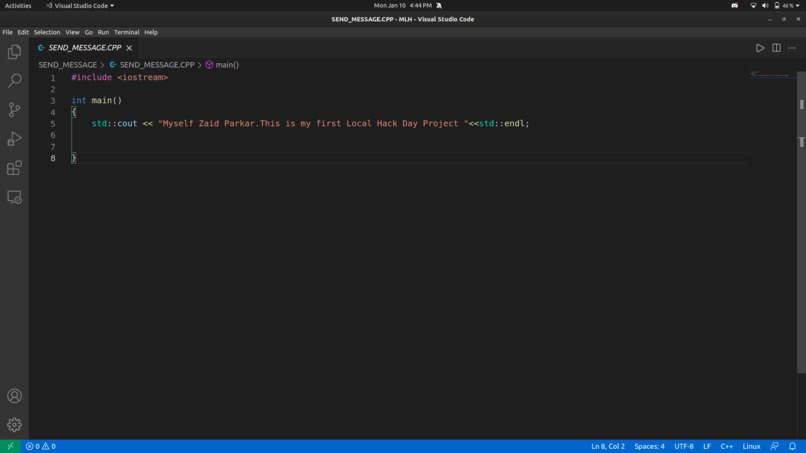 Build a project to send a message – screenshot 1