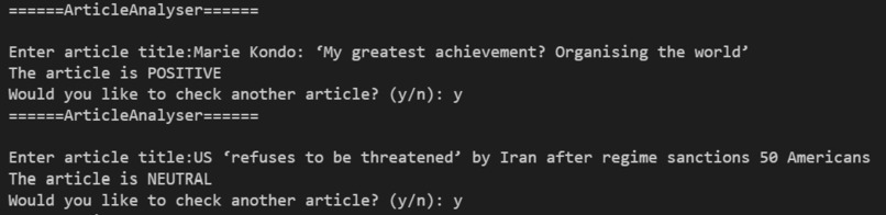 ArticleAnalyser – screenshot 1