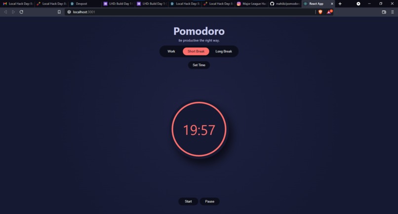 pomodoro clock – screenshot 1