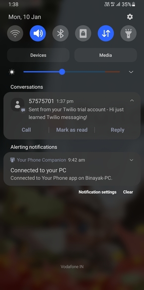 Build a project to send a message – screenshot 1