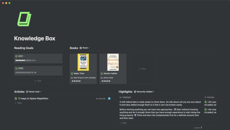 Notion Reading List – screenshot 1