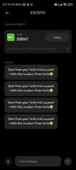 SendMessageTwilio – screenshot 1