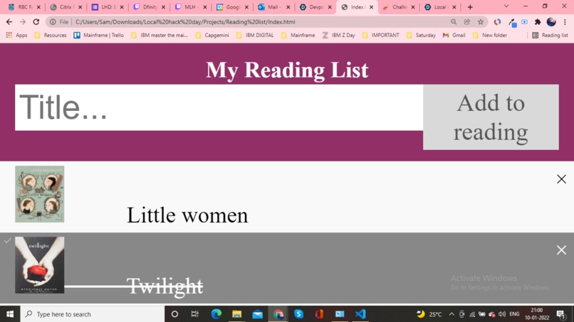 Reading list  – screenshot 1