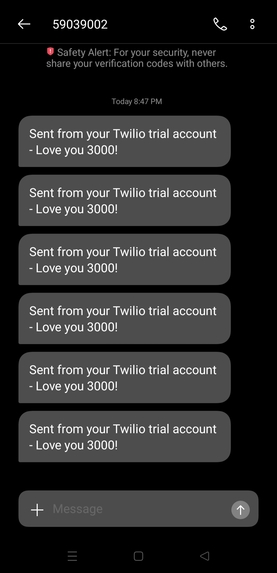 SendMsgThroughTwilio – screenshot 1