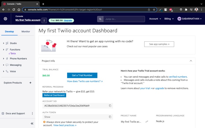 Twilio – screenshot 1