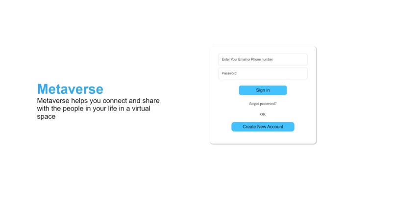 Metaverse login page – screenshot 1