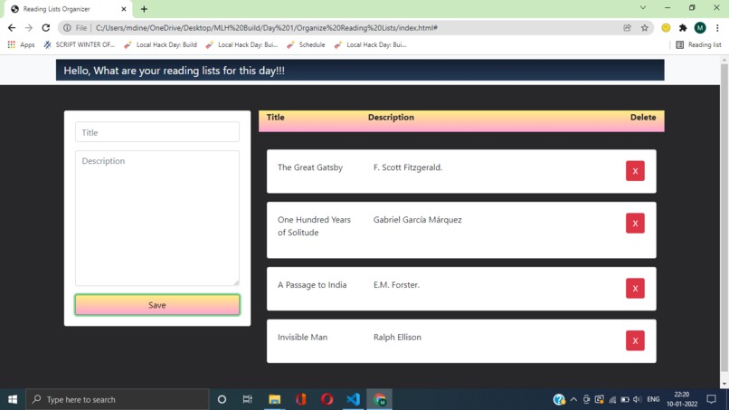 Reading Lists – screenshot 1
