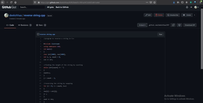 reverse string – screenshot 1