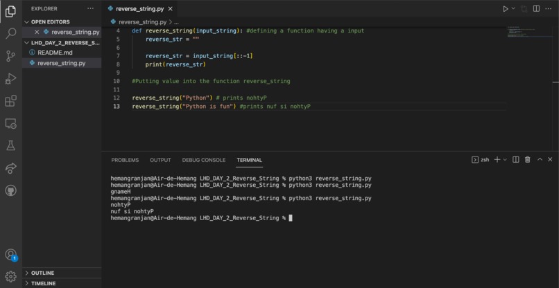 Script to Reverse a String – screenshot 1