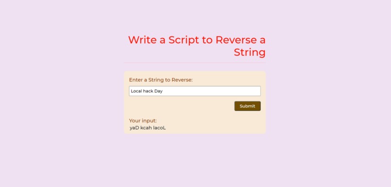 Write a Script to Reverse a String – screenshot 1