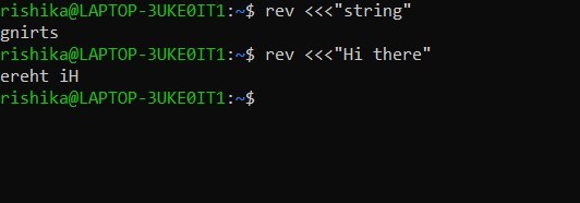 Write a script to reverse a string – screenshot 1