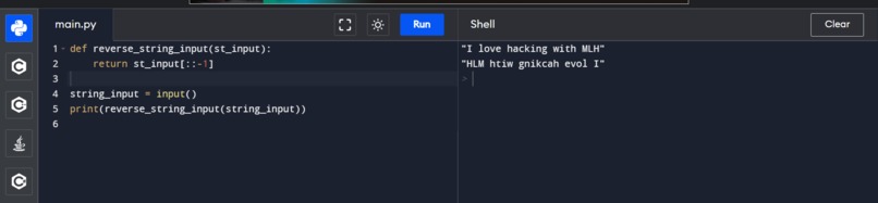 A script to reverse a string – screenshot 1