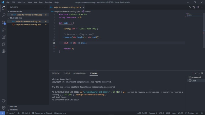 Write a Script to Reverse a String – screenshot 1