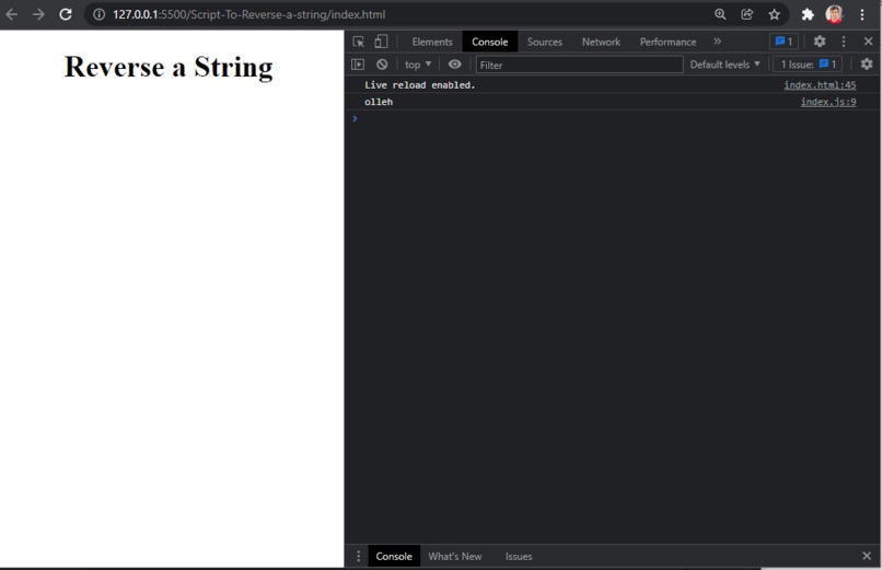 Script to Reverse a String – screenshot 2
