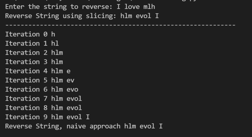Reversing a string – screenshot 1