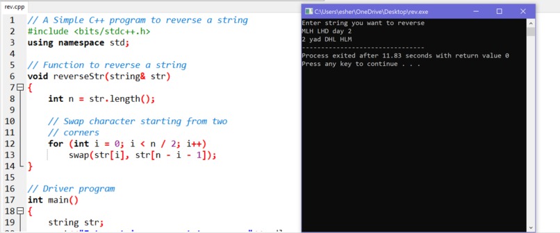 Reverse a string – screenshot 1