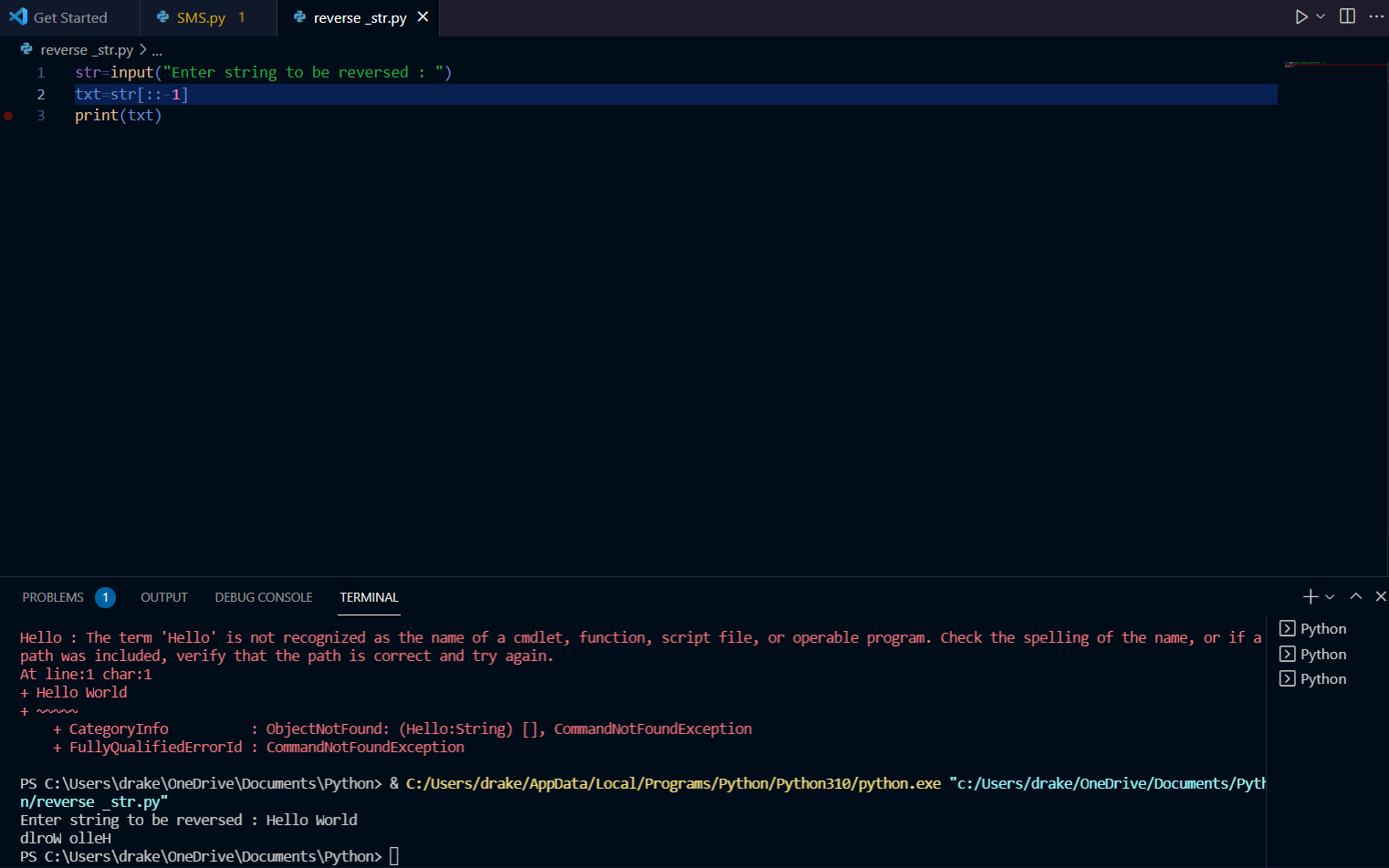 Writing a script to reverse a string | Devpost