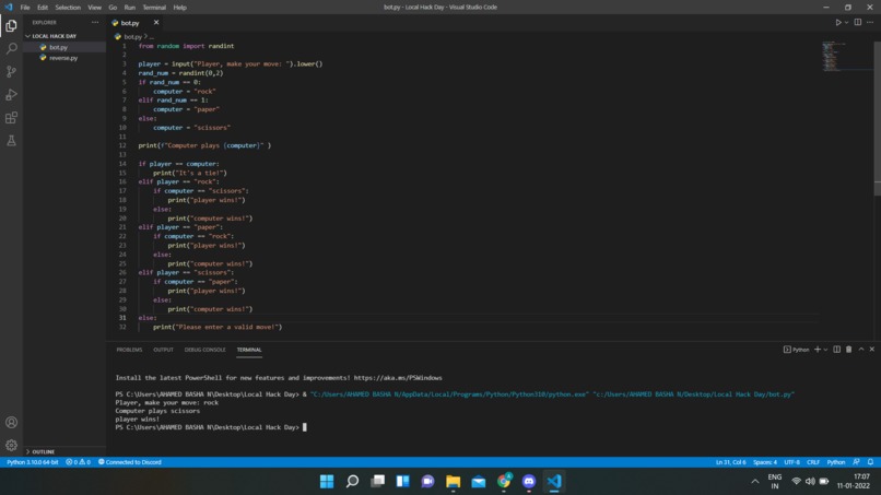 Bot to play Rock, Paper, Scissors – screenshot 1