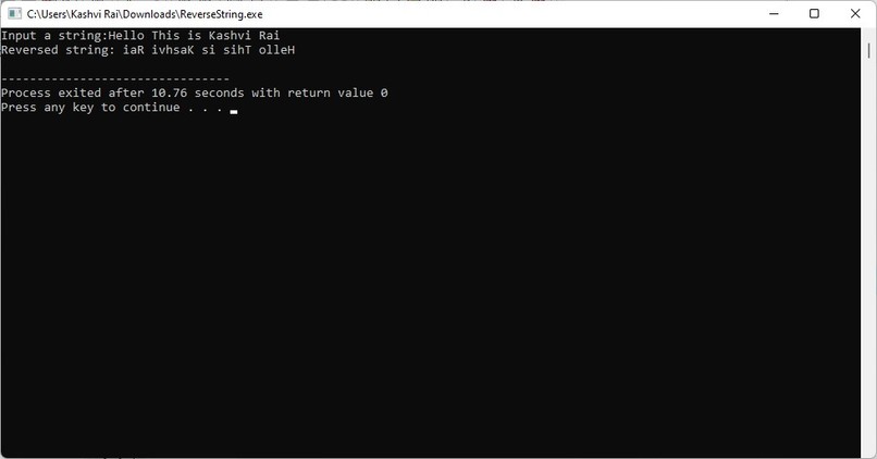 Script to reverse a string – screenshot 1