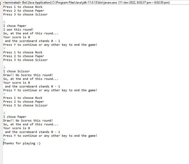 Bot to play Rock, Paper, Scissors – screenshot 1
