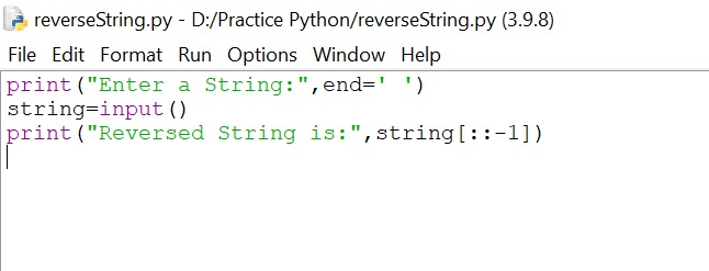 Script to reverse a string – screenshot 1