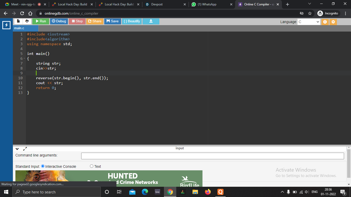 reverse a string | Devpost