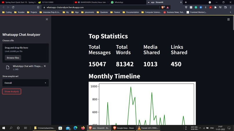 Natural Language Processing: WHATSAPP CHAT ANALYZER – screenshot 1