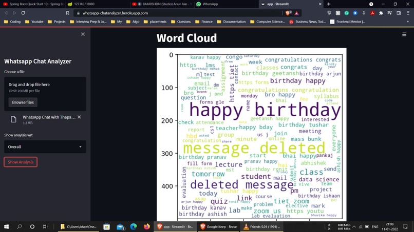 Natural Language Processing: WHATSAPP CHAT ANALYZER – screenshot 6