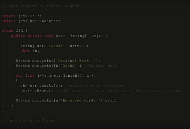 Write a script to reverse a string – screenshot 1