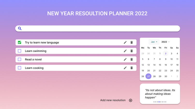 New Year Resolution Planner – screenshot 1