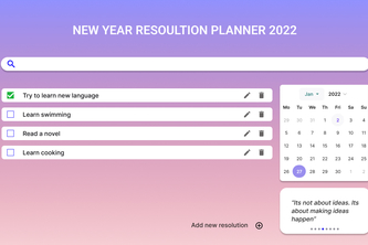 New Year Resolution Planner