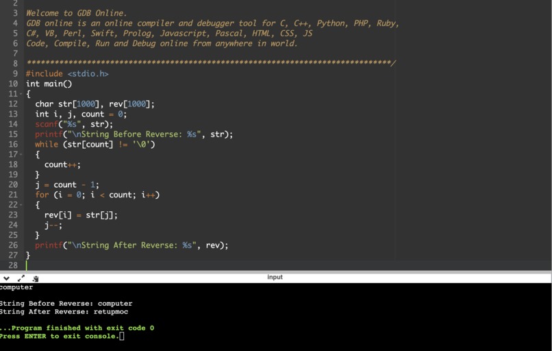 Write a Script to Reverse a String – screenshot 1