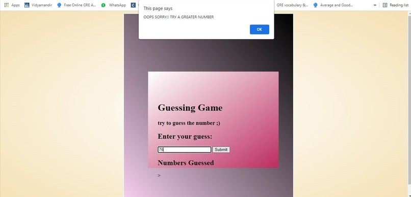 GUESSING GAME – screenshot 2