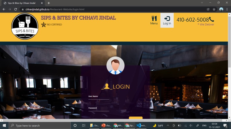 Front-end Framework: Restaurant Website – screenshot 2