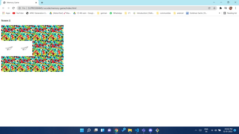 memory game – screenshot 1
