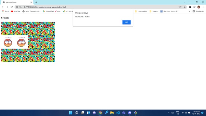 memory game – screenshot 2