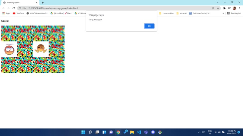 memory game – screenshot 3
