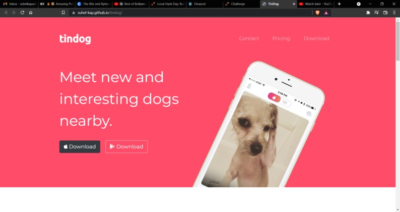 tindog-frontend-only-website – screenshot 2