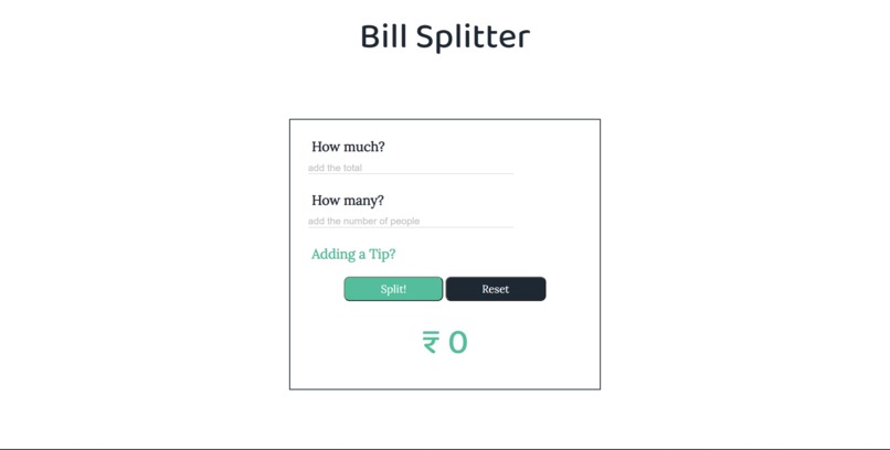 Bill Splitter Webapp – screenshot 1