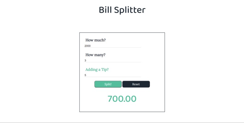 Bill Splitter Webapp – screenshot 2
