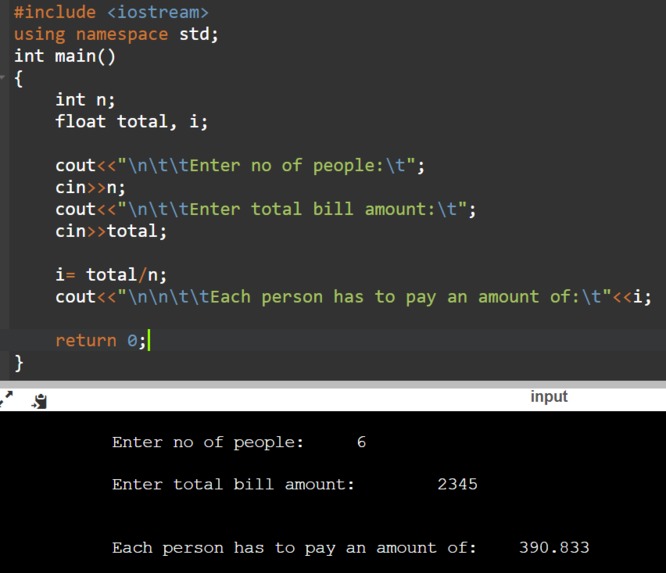Bill Splitter Program – screenshot 1