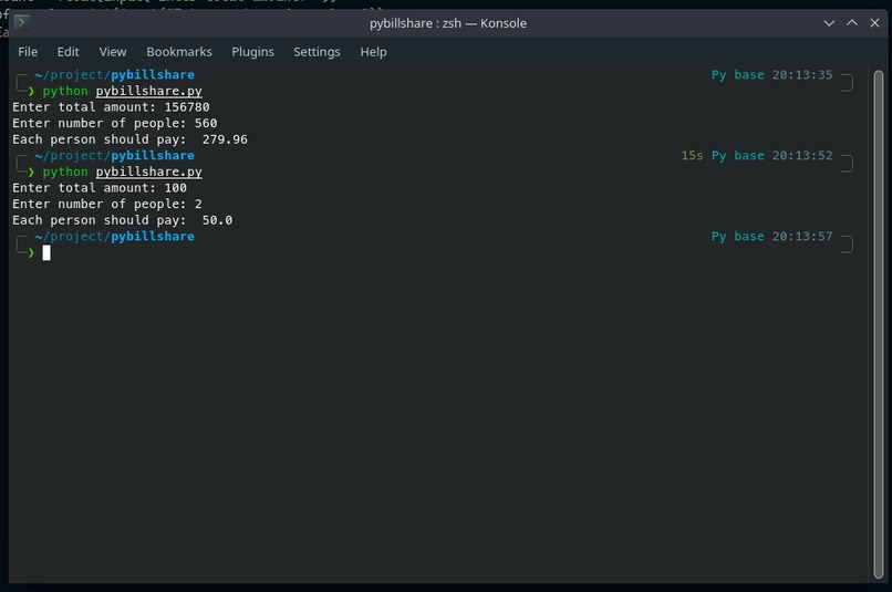 PyBillShare – screenshot 1