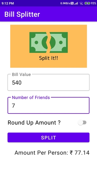 Bill Splitter App – screenshot 2