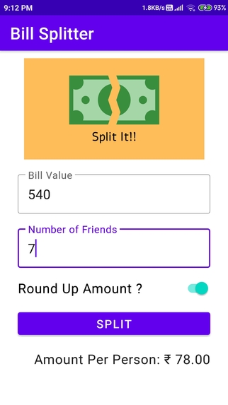 Bill Splitter App – screenshot 3