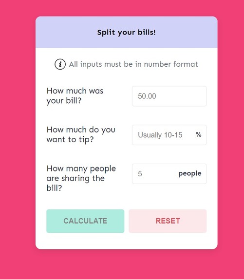Bill splitter – screenshot 1